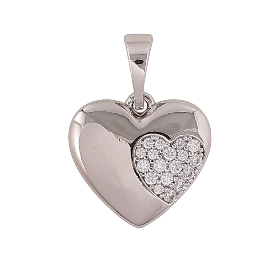 Кулон Xuping колір Родій "Серце з кристалами" для ланцюжка до 5мм фото №1