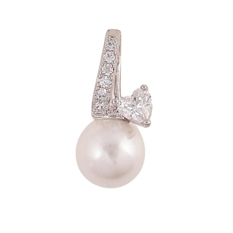 Кулон Xuping колір Родій "Перлина з кристальним серцем" для ланцюжка до 6мм фото №1