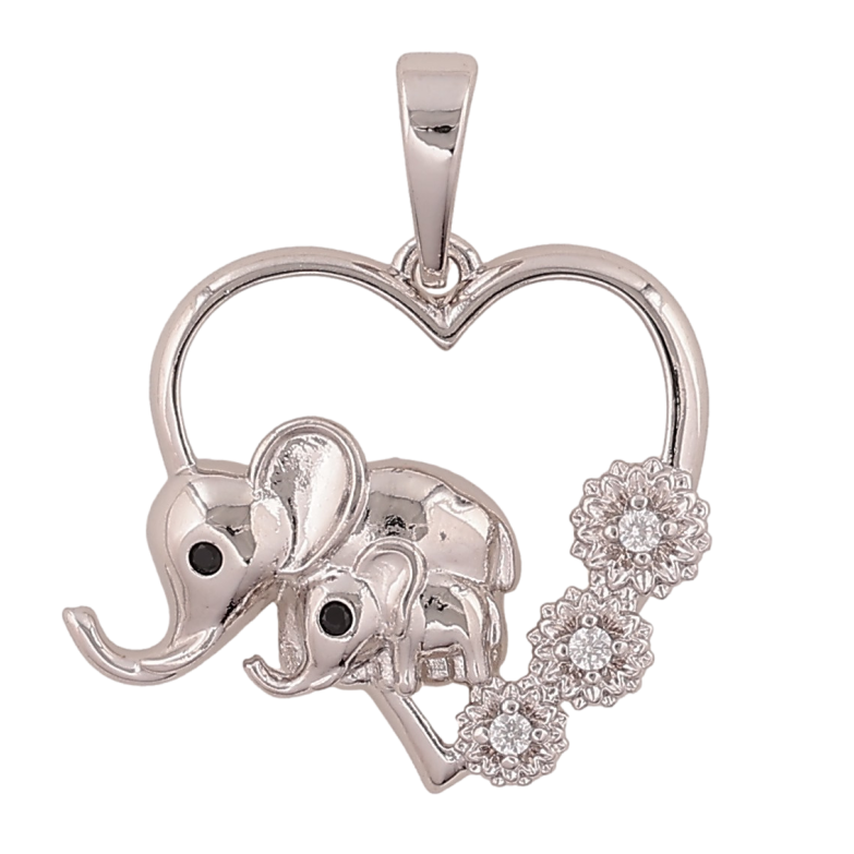 Кулон Xuping цвет Родий "Слоники в сердечке" для цепочки до 6мм фото №1