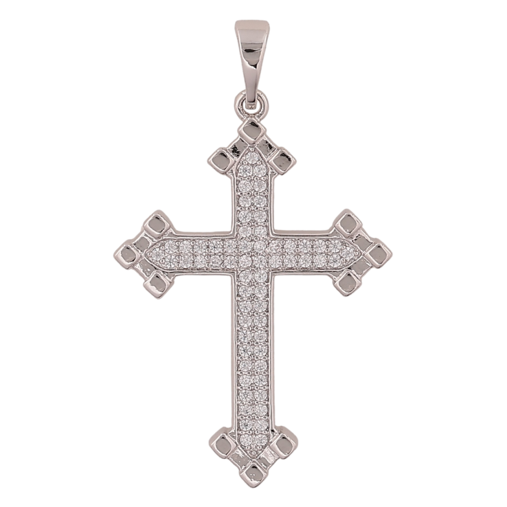 Кулон Xuping цвет Родий "Крест с кристаллами" для цепочки до 5мм фото №3