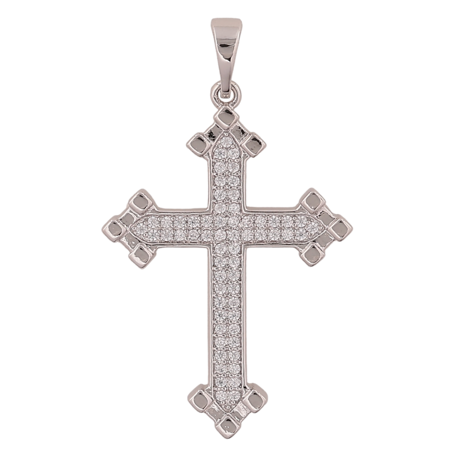 Кулон Xuping колір Родій "Хрест з кристалами" для ланцюжка до 5мм фото №1 Кулон Xuping колір Родій "Хрест з кристалами" для ланцюжка до 5мм фото №1