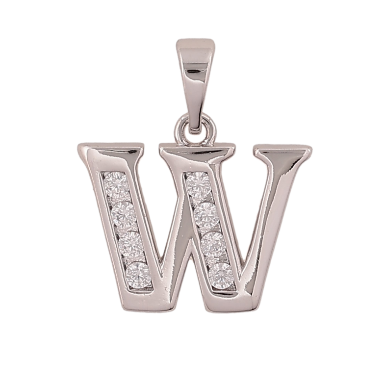 Кулон Xuping цвет Родий "Буква W" для цепочки до 5мм фото №1