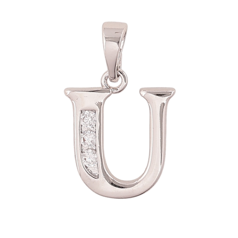 Кулон Xuping колір Родій "Літера U" для ланцюжка до 5мм фото №1