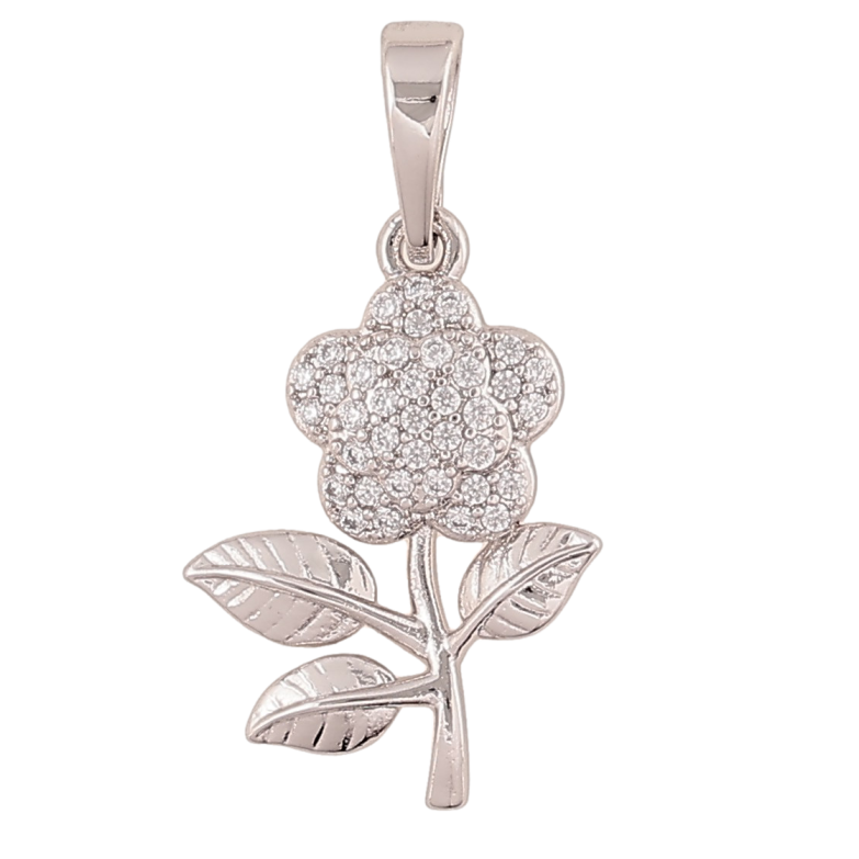 Кулон Xuping цвет Родий "Цветок с инкрустацией кристаллами" для цепочки до 6мм фото №1