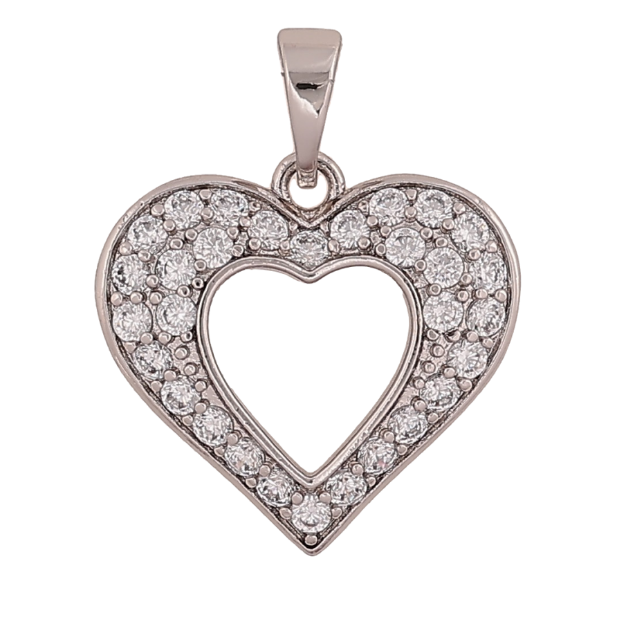 Кулон Xuping колір Родій "Серце з кристалами" для ланцюжка до 5мм фото №1