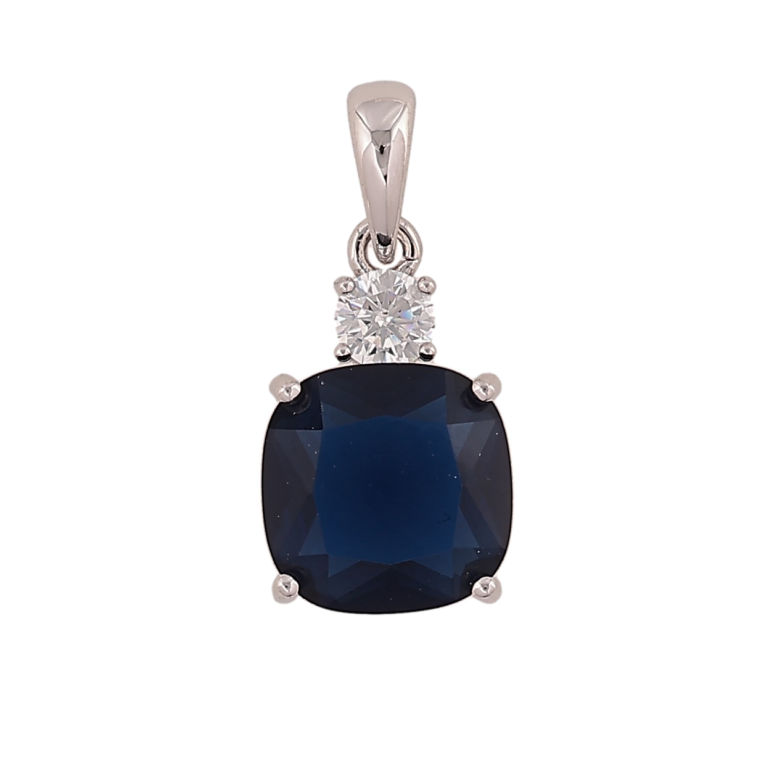 Кулон Xuping цвет Родий "Синий кристалл" для цепочки до 4мм фото №1