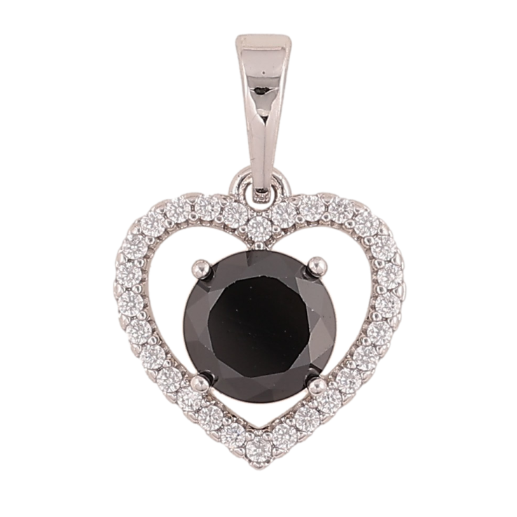 Кулон Xuping колір Родій "Серце з чорним кристалом" для ланцюжка до 6мм фото №14