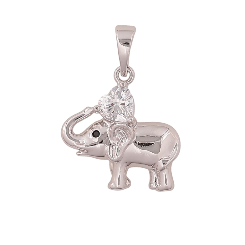Кулон Xuping колір Родій "Слон з кристальним серцем" для ланцюжка до 5мм фото №1