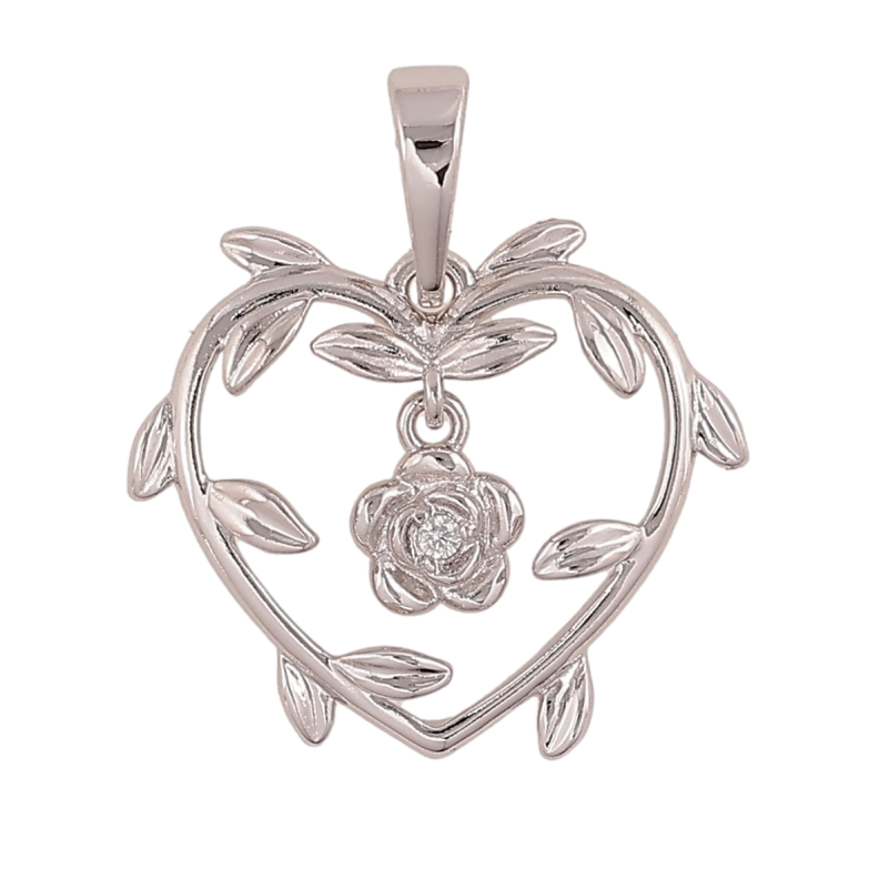 Кулон Xuping цвет Родий "Сердечко с цветочком" для цепочки до 6мм фото №1