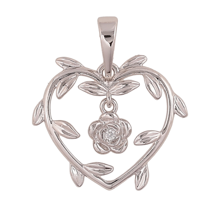 Кулон Xuping цвет Родий "Сердечко с цветочком" для цепочки до 6мм фото №1 Кулон Xuping цвет Родий "Сердечко с цветочком" для цепочки до 6мм фото №1