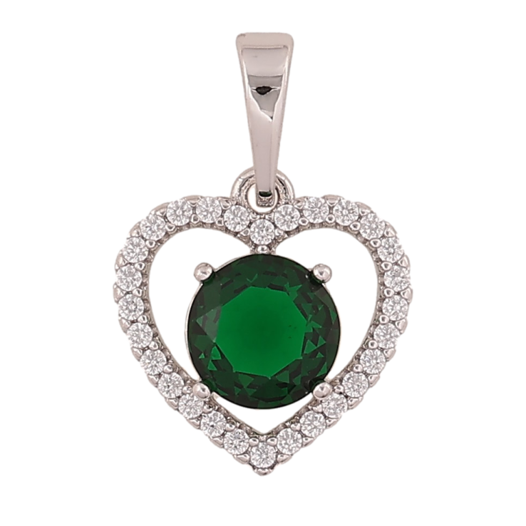 Кулон Xuping колір Родій "Серце з зеленим кристалом" для ланцюжка до 6мм фото №12