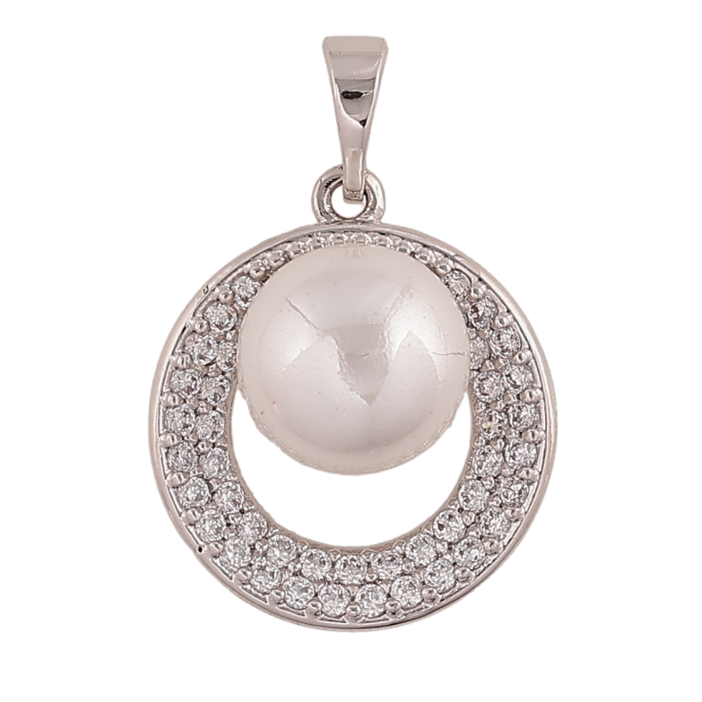 Кулон Xuping колір Родій "Перлина в кристальному колечку" для ланцюжка до 5мм фото №1