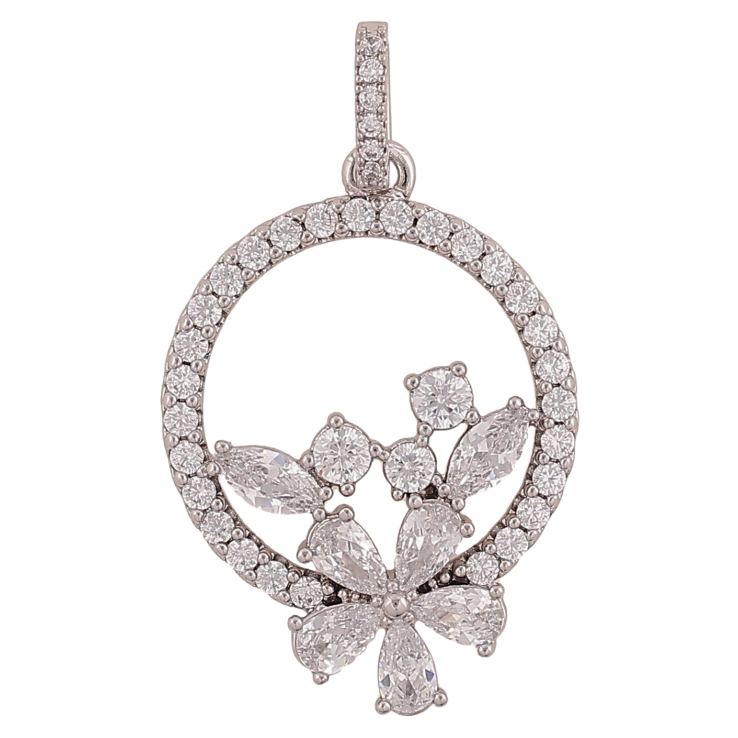 Кулон Xuping колір Родій "Кристальні квіточки в колечках" для ланцюжка до 5мм фото №14