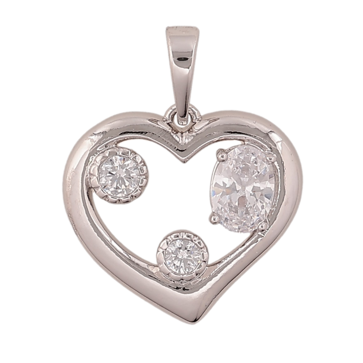 Кулон Xuping цвет Родий "Сердечко с кристаллами" для цепочки до 6мм фото №9