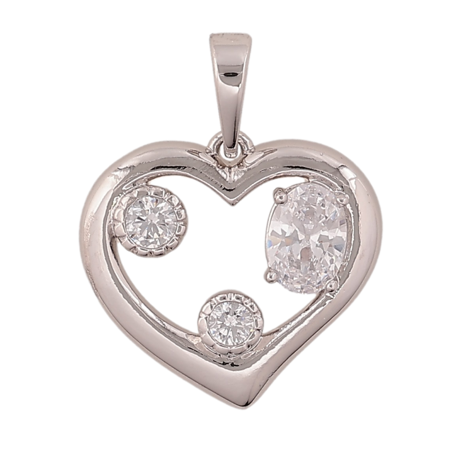 Кулон Xuping цвет Родий "Сердечко с кристаллами" для цепочки до 6мм фото №1