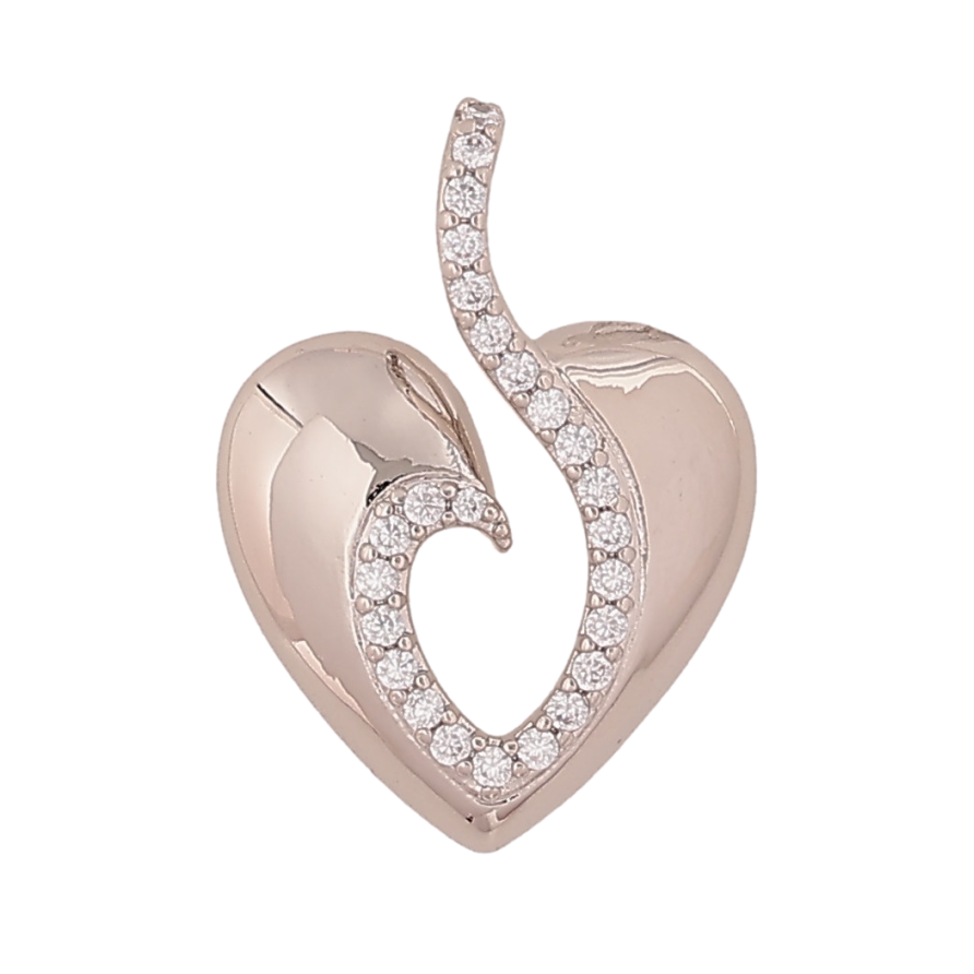 Кулон Xuping колір Родій "Серце з кристалами" для ланцюжка до 3мм фото №1