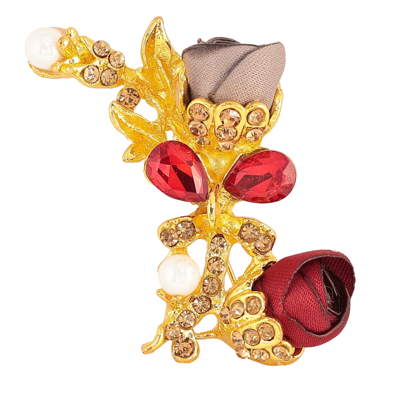 Брошка "Сіра і червона квіточки" фото №1