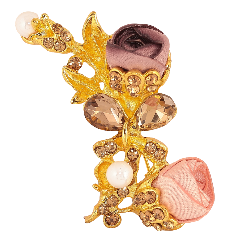 Брошь "Бежевый и розовый цветочки" фото №1 Брошь "Бежевый и розовый цветочки" фото №1
