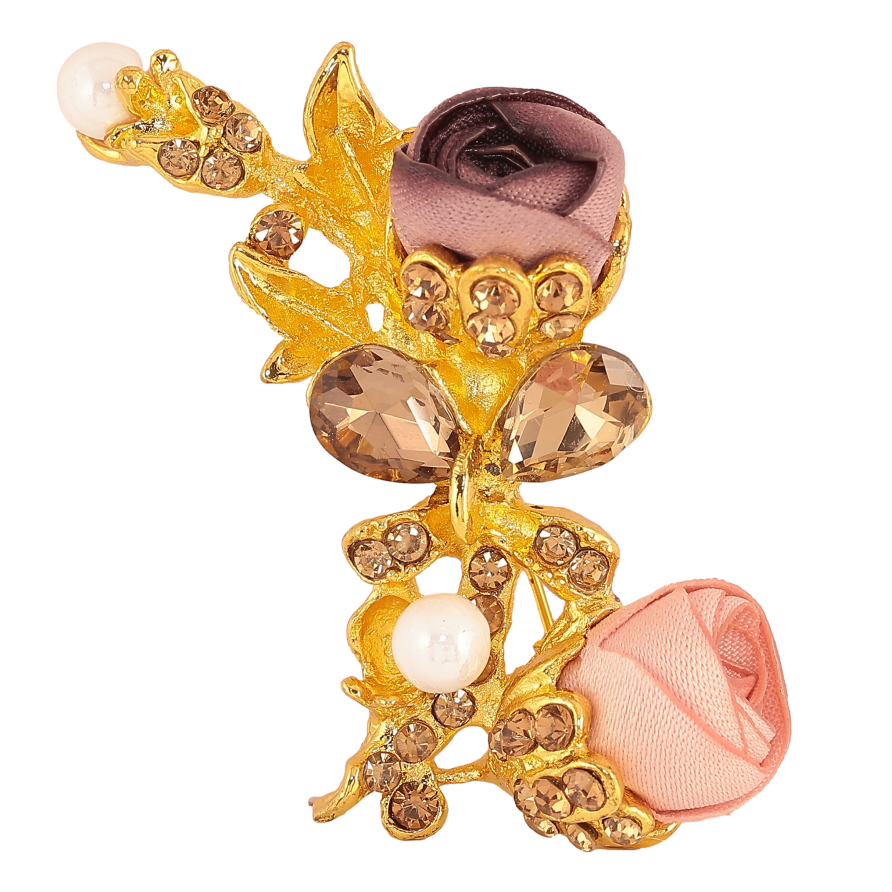 Брошь "Бежевый и розовый цветочки" фото №1 Брошь "Бежевый и розовый цветочки" фото №1