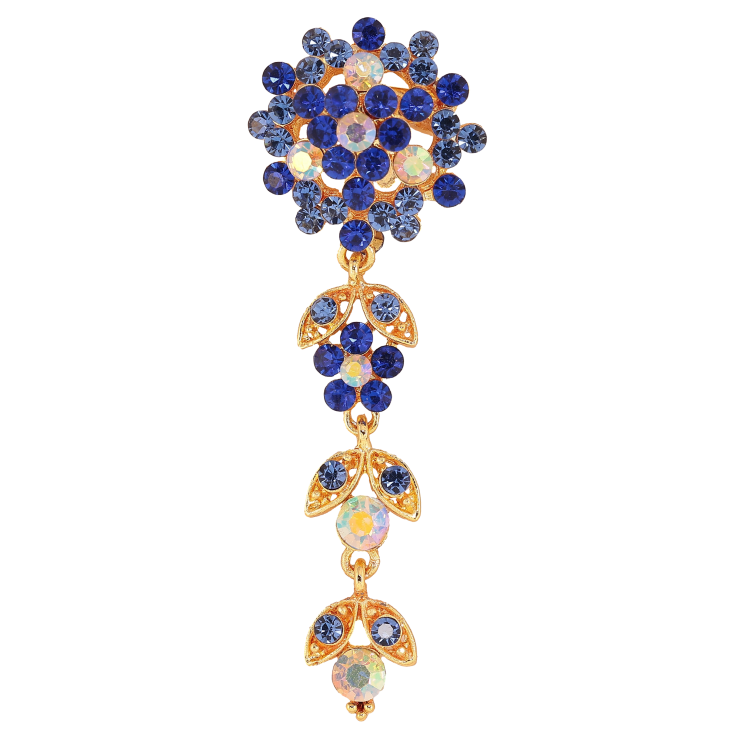 Брошь "Цветок-подвеска с синими стразами" фото №19