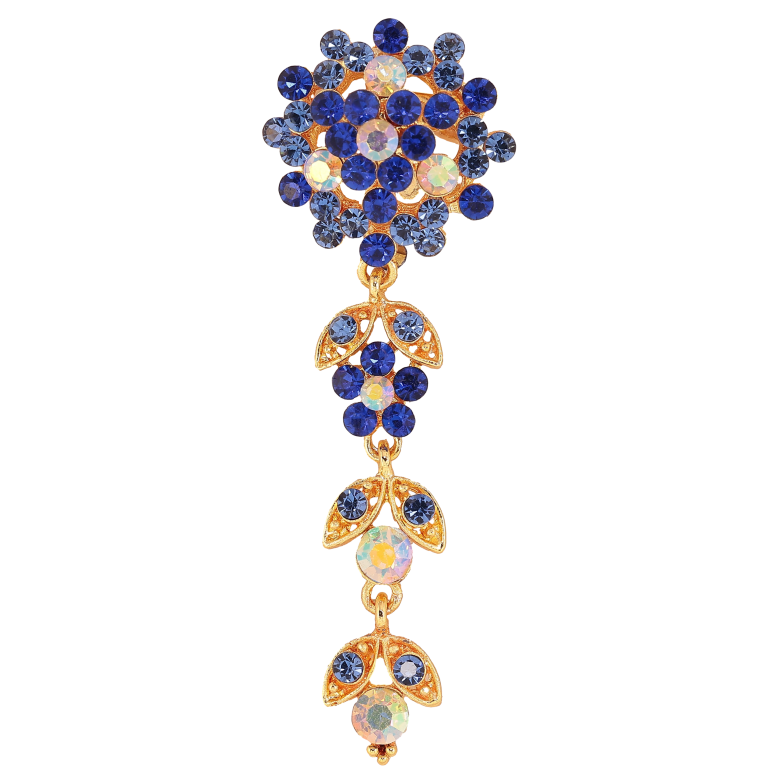 Брошка "Квітка-підвіска з синіми стразами" фото №1