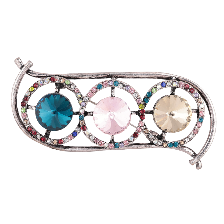 Брошь "Композиция с разноцветными стразами" фото №4