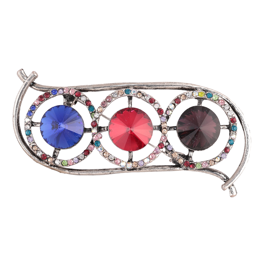 Брошь "Композиция с разноцветными стразами" фото №1
