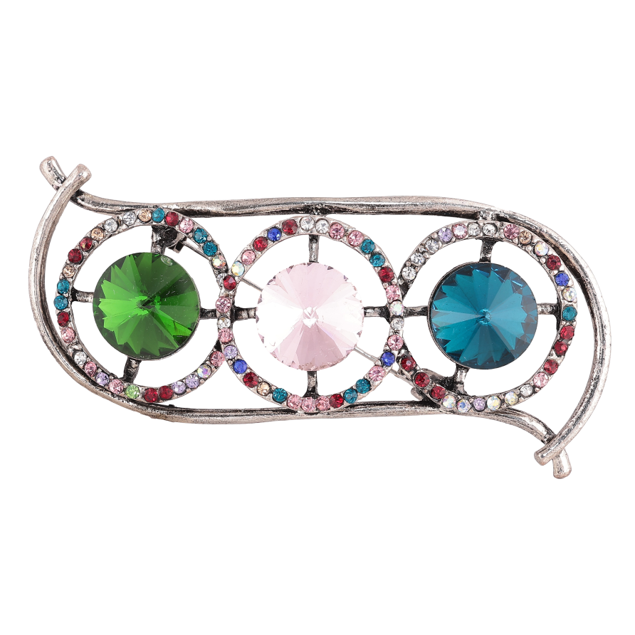 Брошь "Композиция с разноцветными стразами" фото №1