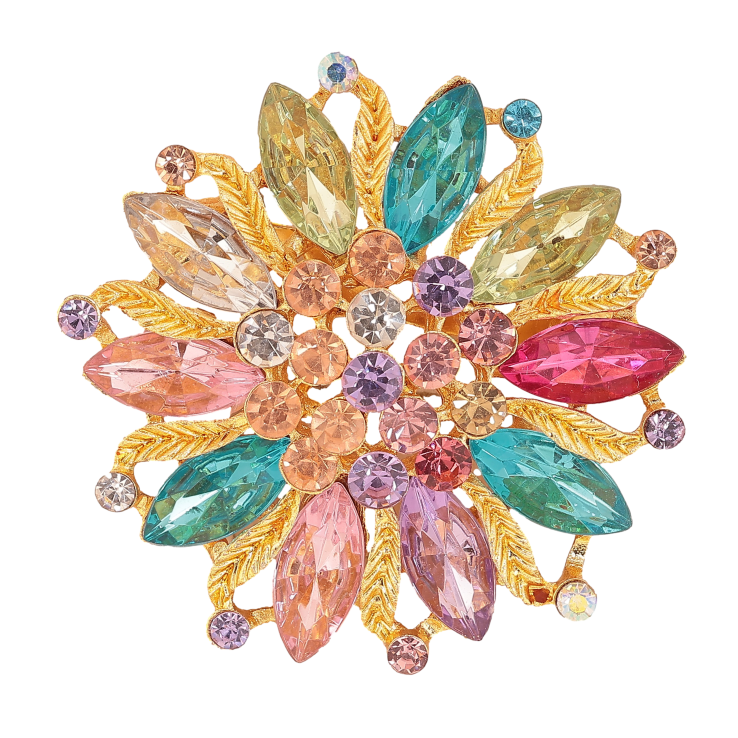 Брошь "Цветок с разноцветными стразами"  фото №22