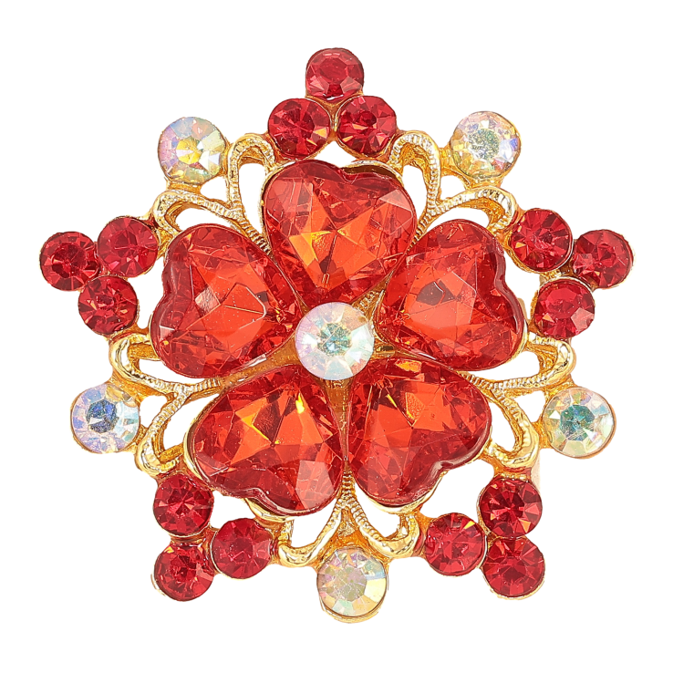 Брошь "Цветок с красными стразами" фото №13 Брошь "Цветок с красными стразами" фото №13