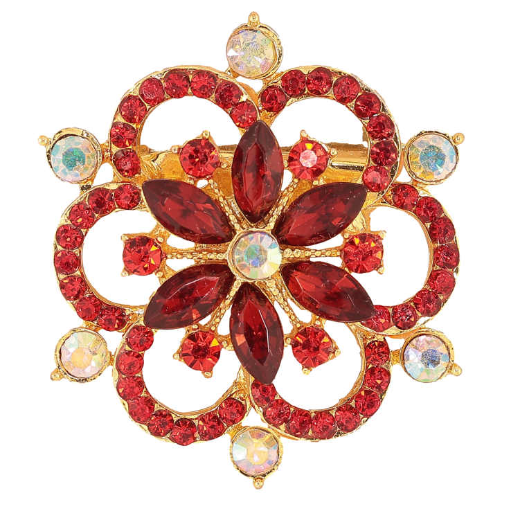 Брошь "Цветок с красными стразами"  фото №7