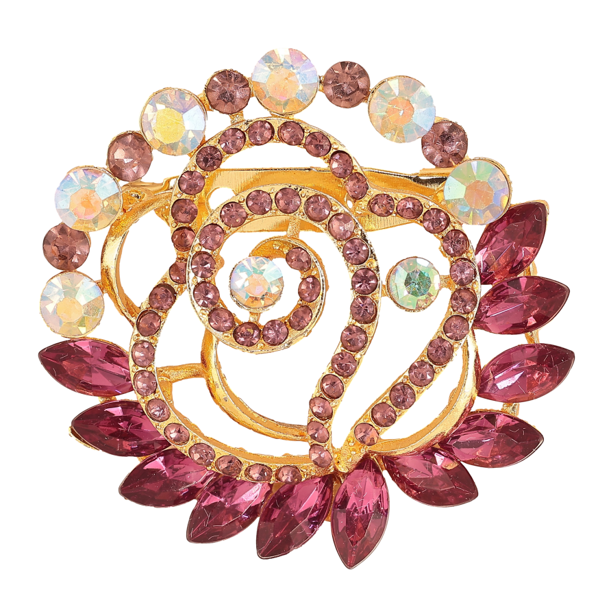 Брошка "Квітка з бордовими стразами" фото №1