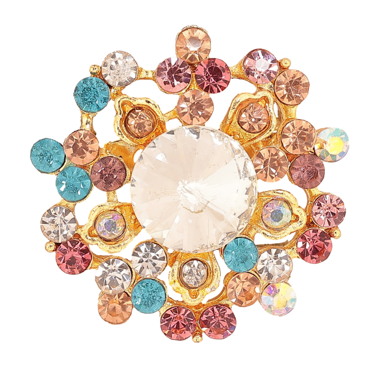 Брошка "Квітка з різнокольоровими стразами" фото №9