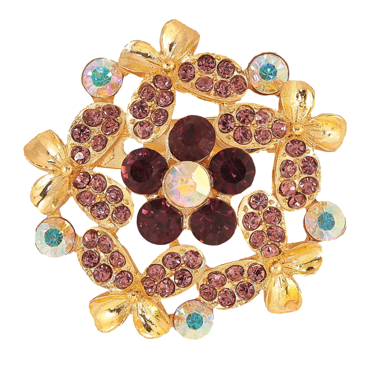 Брошь "Цветок с бордовыми стразами" фото №5