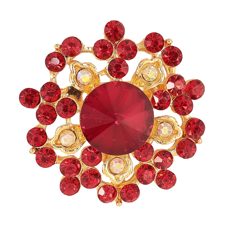 Брошь "Цветок с красными стразами" фото №14