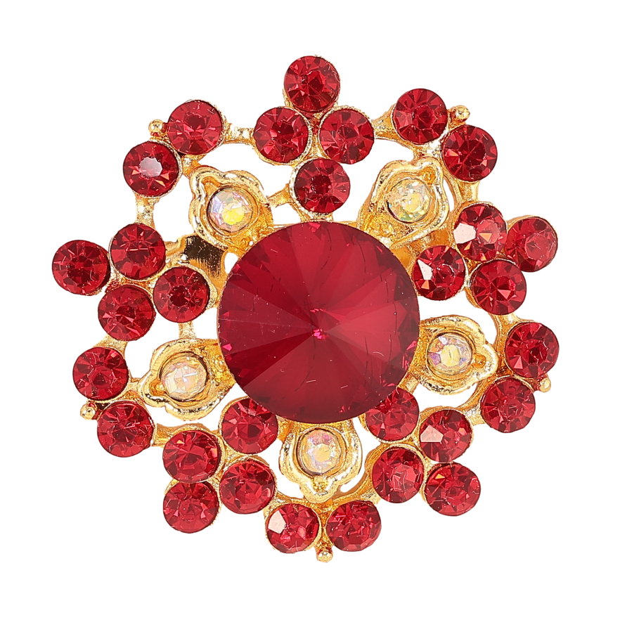 Брошка "Квітка з червоними стразами" фото №1