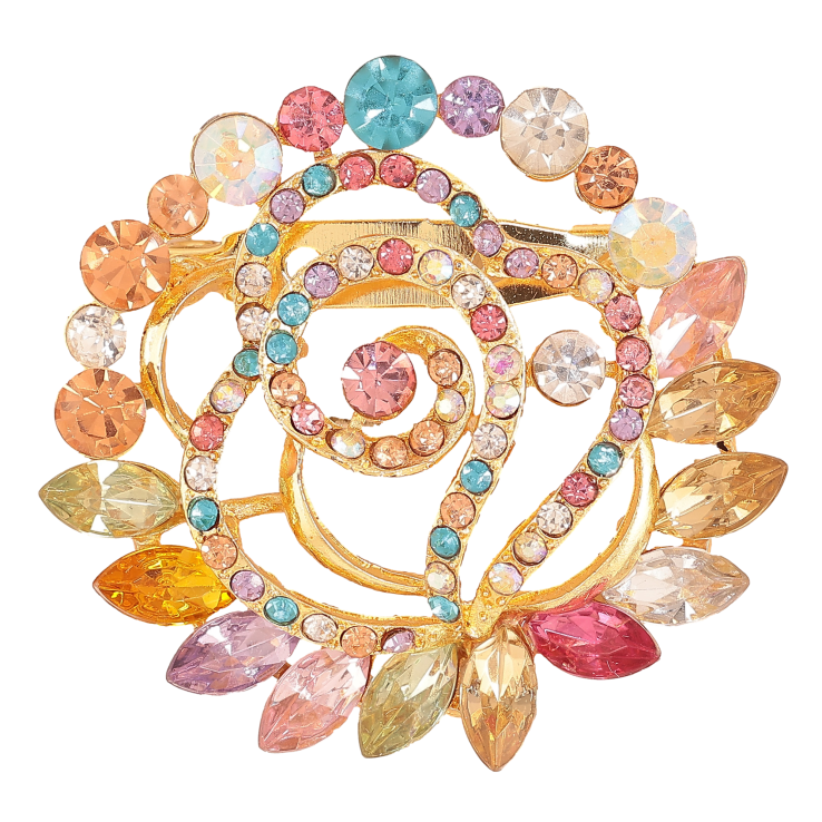 Брошка "Квітка з різнокольоровими стразами" фото №5