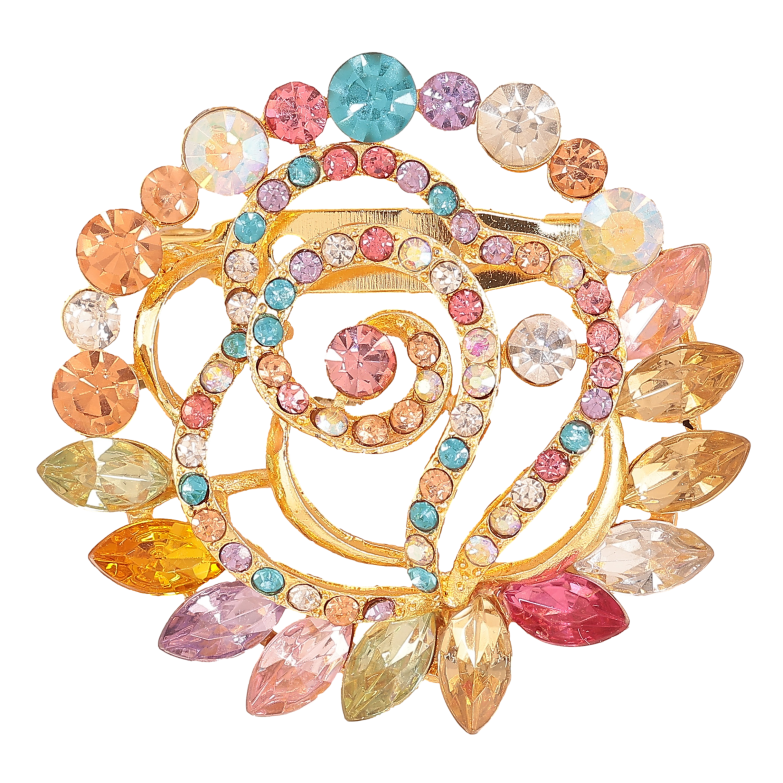Брошь "Цветок с разноцветными стразами" фото №1