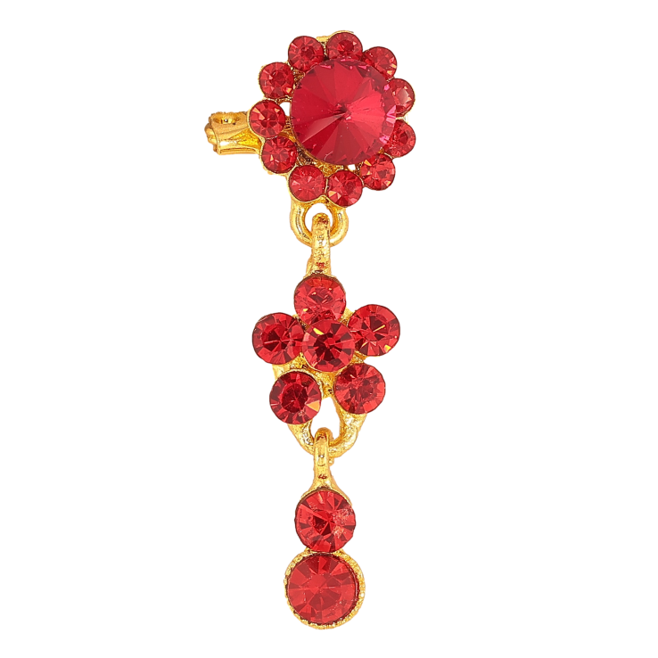 Брошь "Цветок с красными стразами и подвесками" фото №18