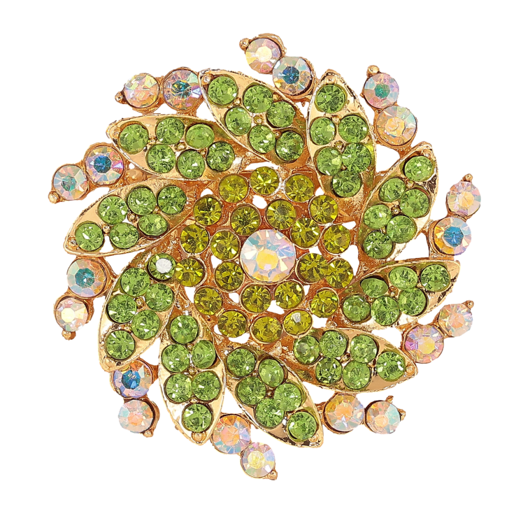 Брошка "Квітка з зеленими стразами" фото №15