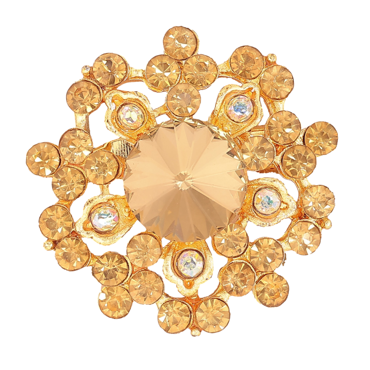 Брошка "Квітка з золотистими стразами" фото №5