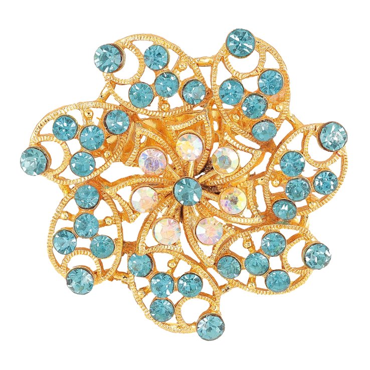 Брошка "Квітка з блакитними стразами" фото №19