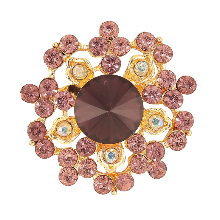 Брошка "Квітка з бордовими стразами" фото №11