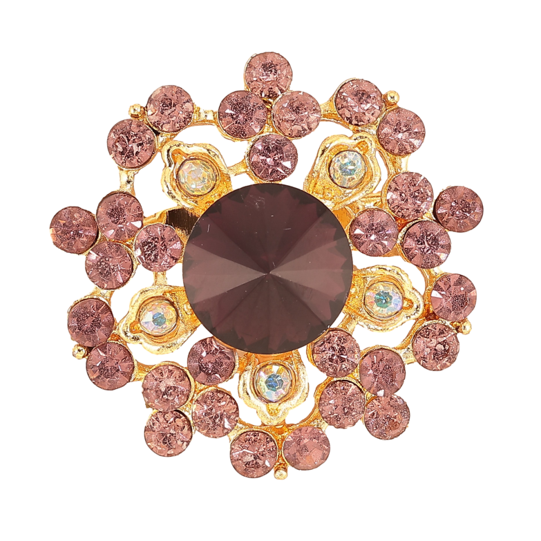 Брошка "Квітка з бордовими стразами" фото №1