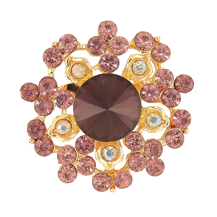 Брошка "Квітка з бордовими стразами" фото №1