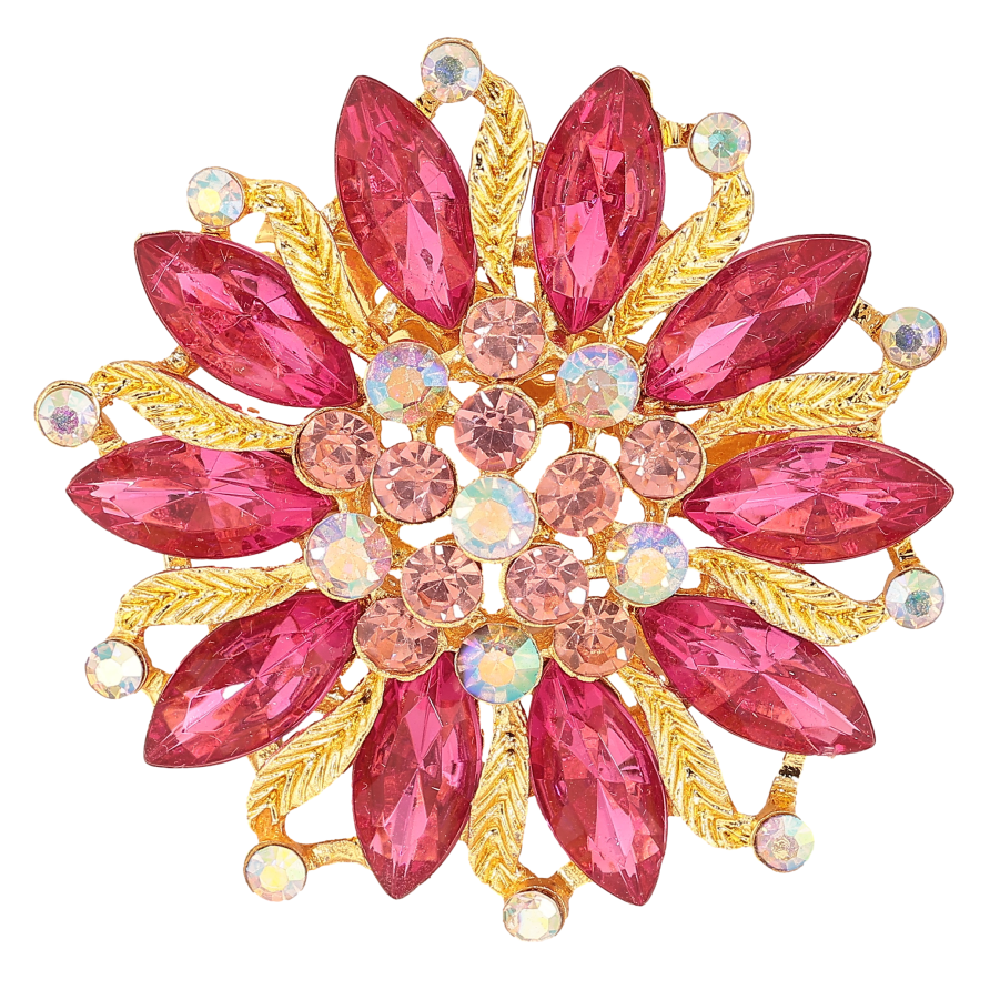 Брошь "Цветок с розовыми стразами"  фото №1