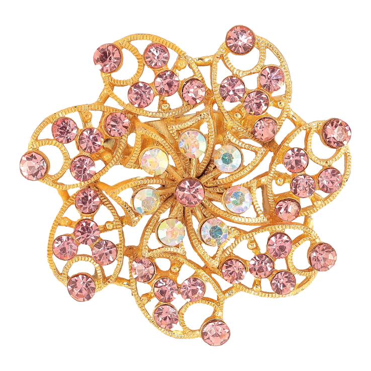 Брошка "Квітка з рожевими стразами" фото №21