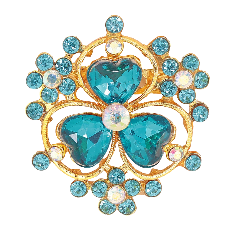 Брошь "Цветок с бирюзовыми стразами"  фото №1