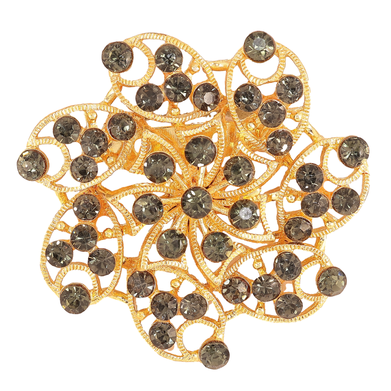 Брошь "Цветок с черными стразами" фото №1