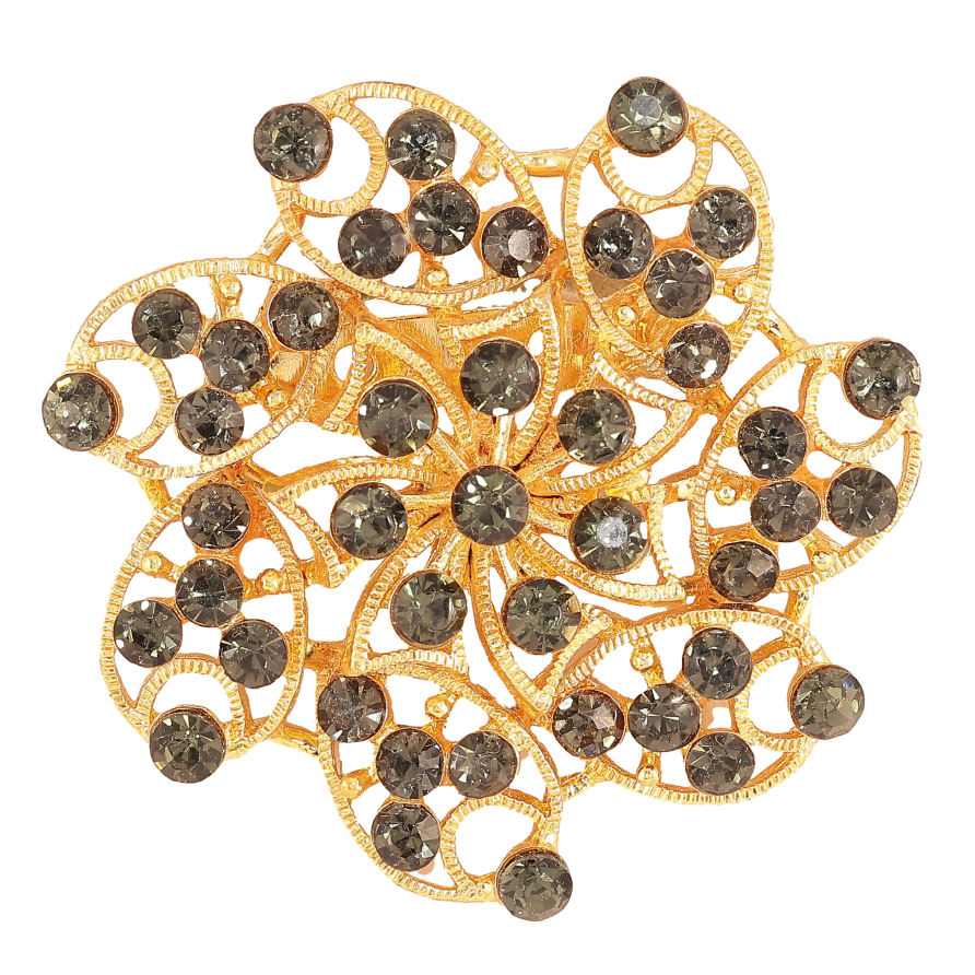 Брошка "Квітка з чорними стразами" фото №1